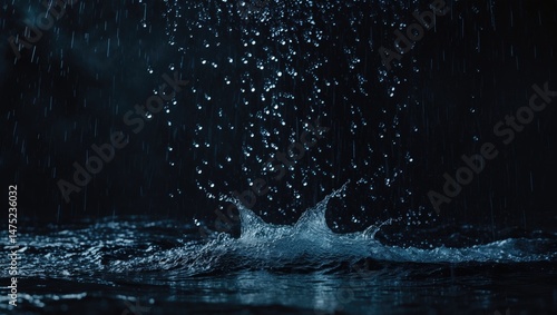 Wallpaper Mural Heavy rainfall and splash on dark background Torontodigital.ca