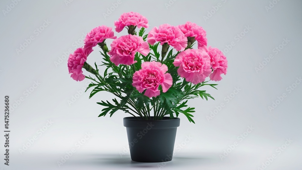 custom made wallpaper toronto digitalPhotograph of potted pink dianthus blooming on white backdrop