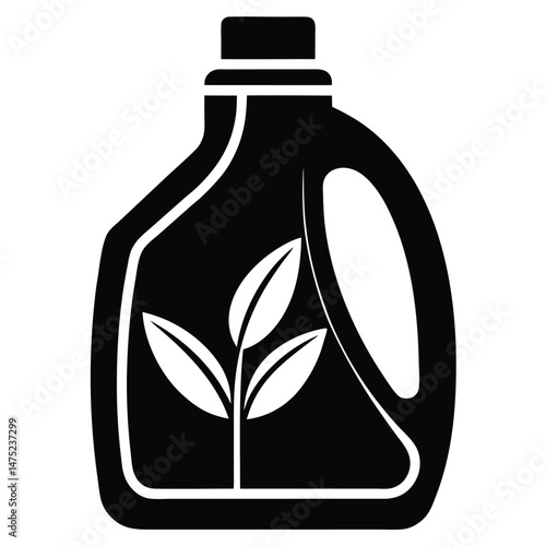 Eco Laundry Detergent Bottle with Leaf Sprout  