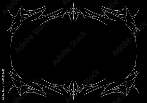 Neo tribal frame, cyber sigilism border shape for cover album element etc vector design