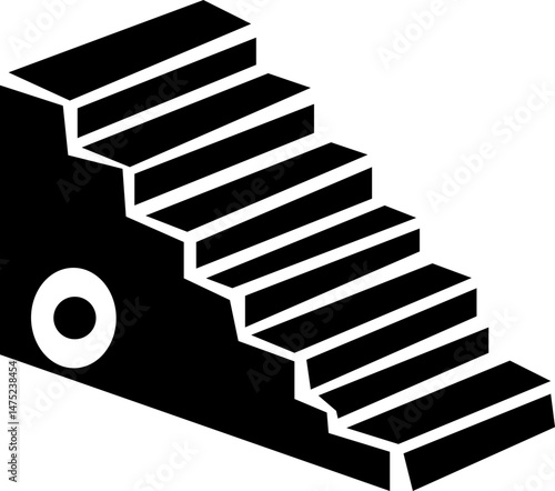 Surreal ladders. Abstract geometric elements of modern stairs, retro black monochrome stairs with geometric shapes. Vector isolated set, isolated on transparent background