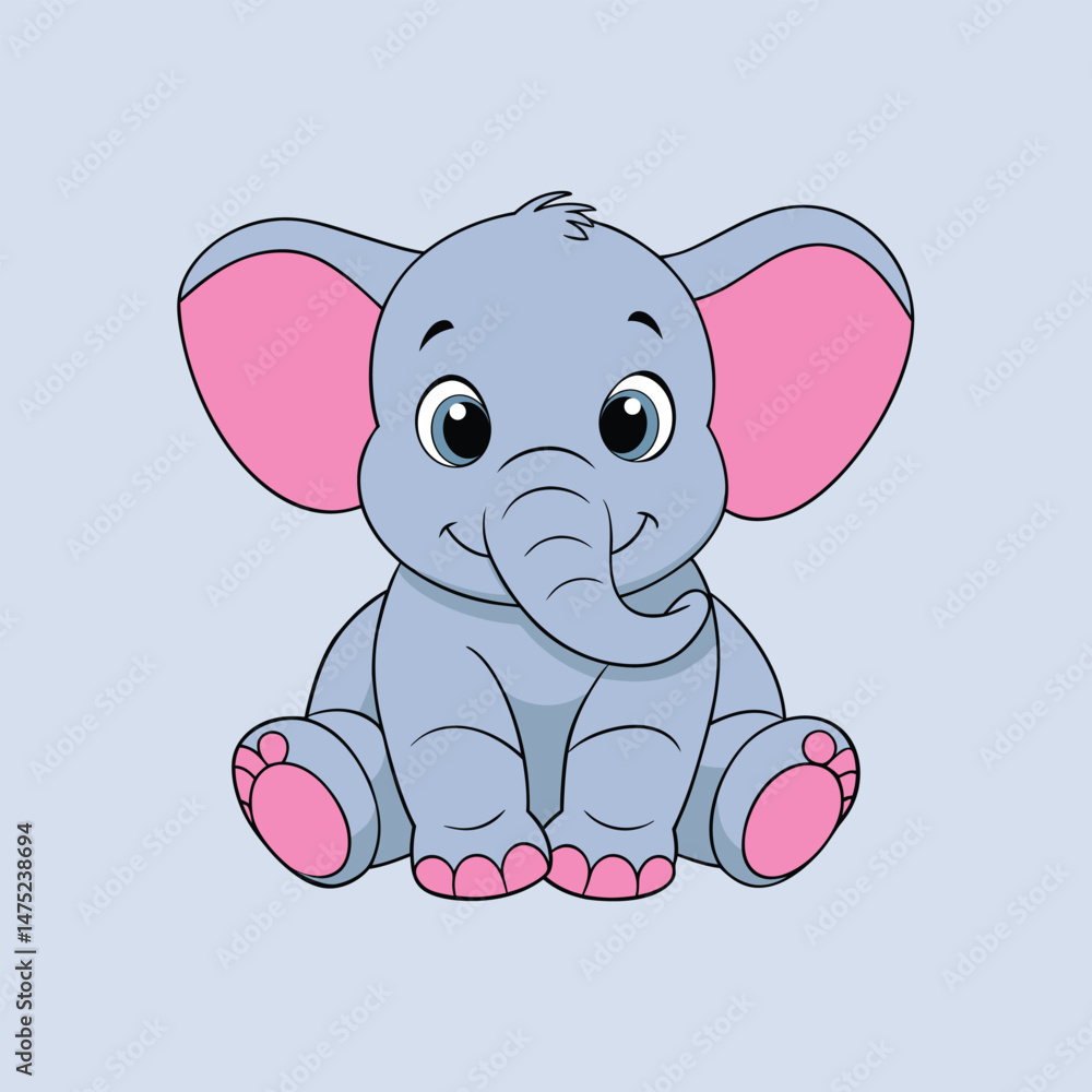 Fototapeta premium Cute Baby Happy Elephant Playing Clipart Vector Art, Icons, and Graphics for Free Download