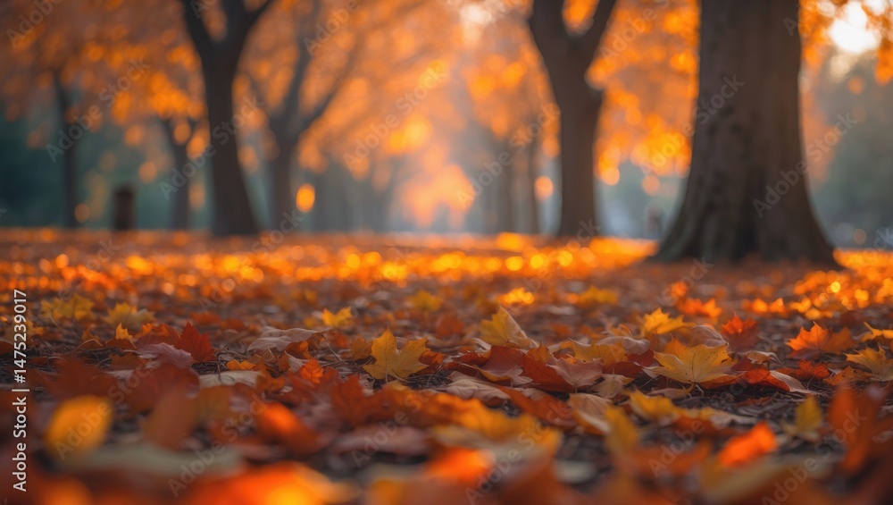 Bright Autumn Cover with Dry Branches and Blurred Forest Backdrop Bright Autumn Cover with Dry Branches and Blurred Forest Backdrop