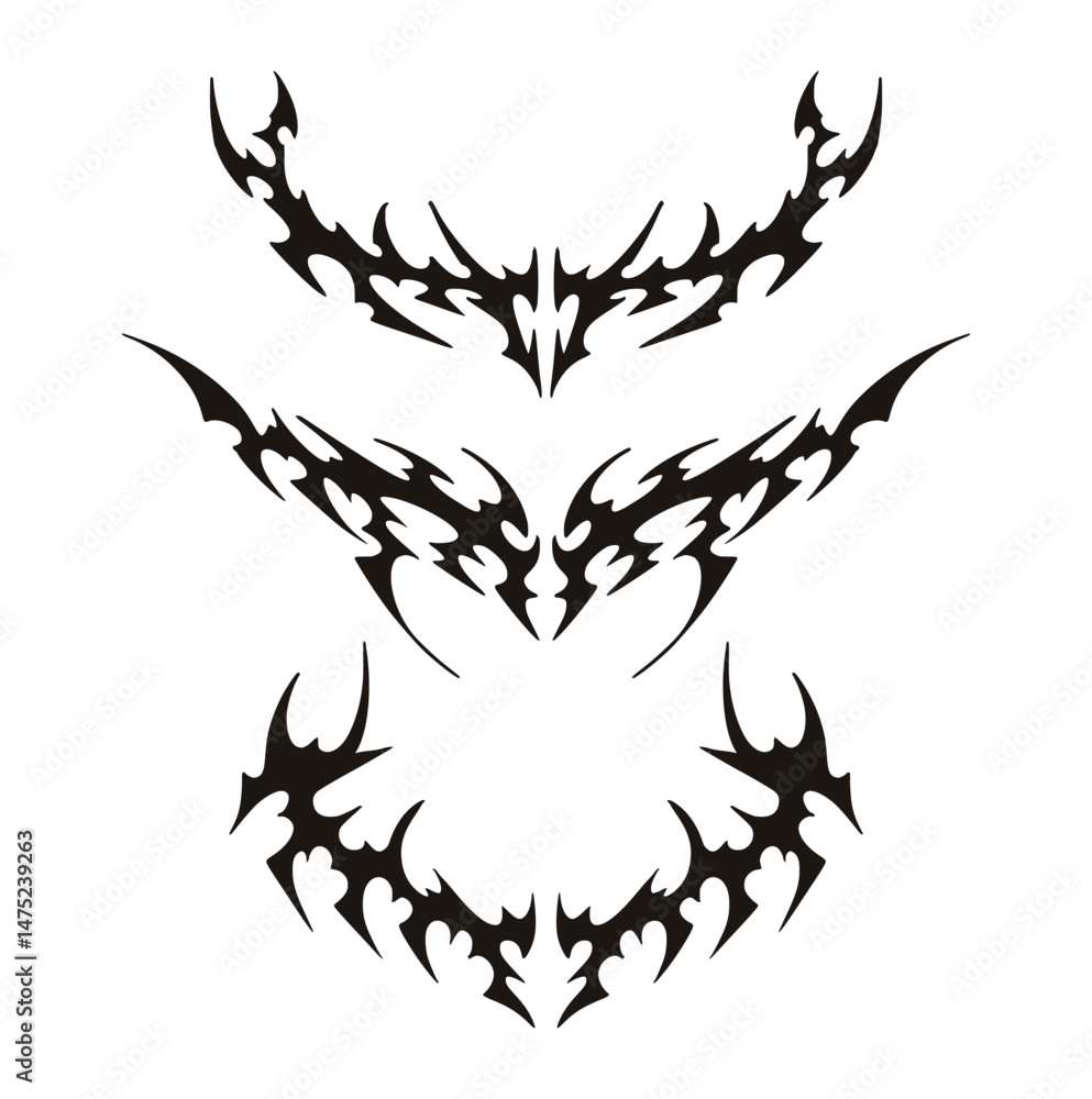 Obraz premium Modern Tribal Border and Tatto Set