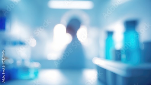 Wallpaper Mural Soft-focused medical environment with grey, blue, and white colors in a modern lab or hospital Torontodigital.ca