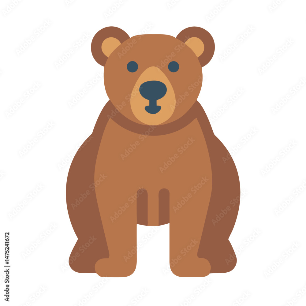 Obraz premium Cute brown bear icon illustration isolated against black background