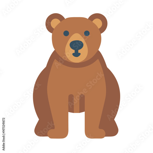Cute brown bear icon illustration isolated against black background
