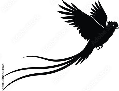 Elegant Vector Animal Resplendent Quetzal in Flight