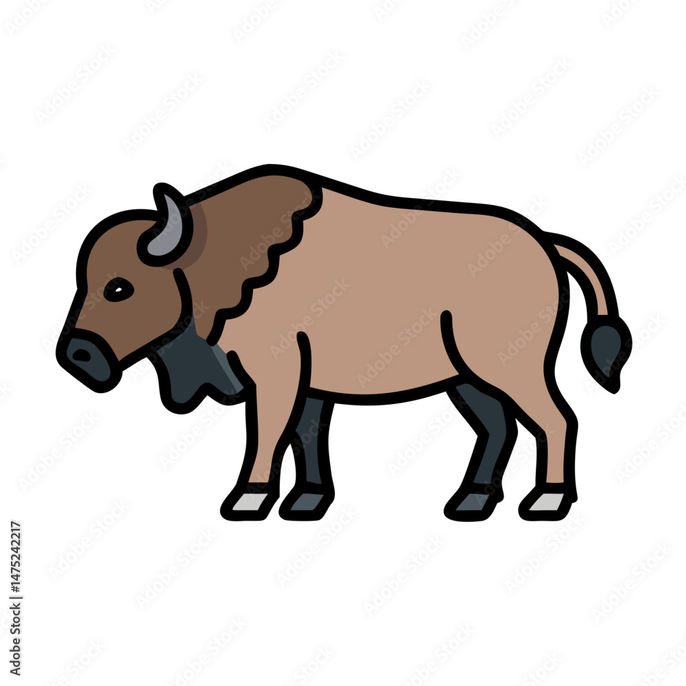Obraz premium American Buffalo illustration on black background in flat design