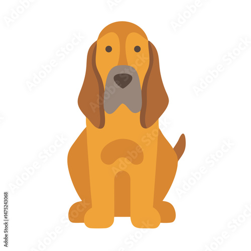 Flat design illustration of a brown dog sitting upright