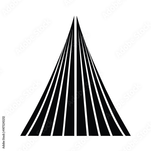 Tableau sur toile Abstract black and white graphic of a dynamic cone structure suggesting converge