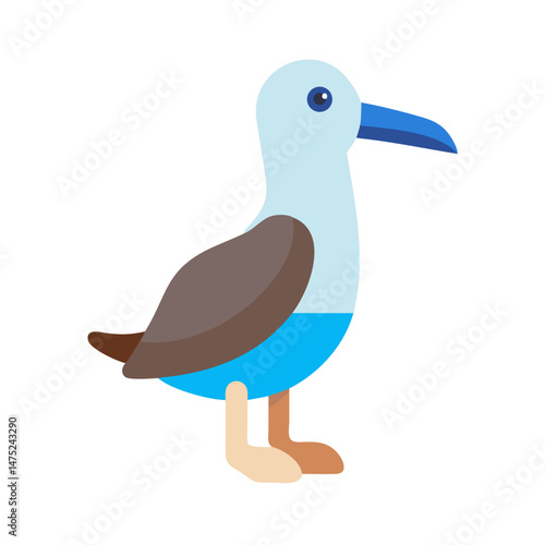 Minimalist flat vector illustration of a blue footed booby