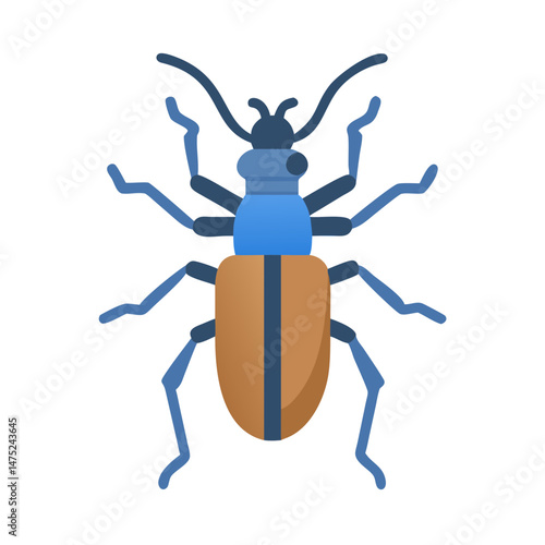Flat Design of a Blue and Brown Beetle Illustration