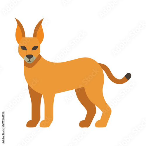 Minimalist caracal illustration standing against a dark background