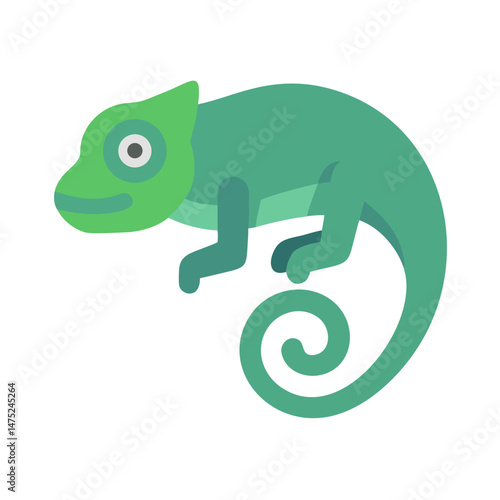Stylized green chameleon vector illustration on a black background