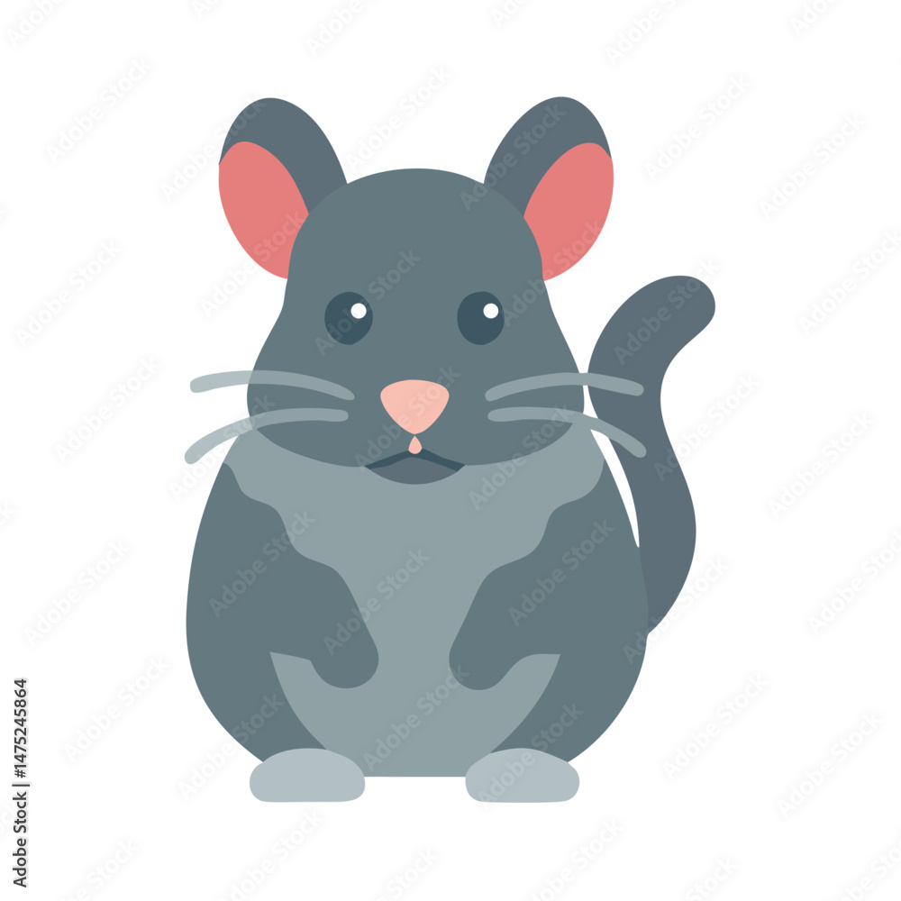 Obraz premium Stylized cartoon chinchilla vector on a black background art