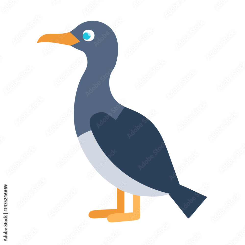 Obraz premium Minimalist vector illustration of a cormorant against black background