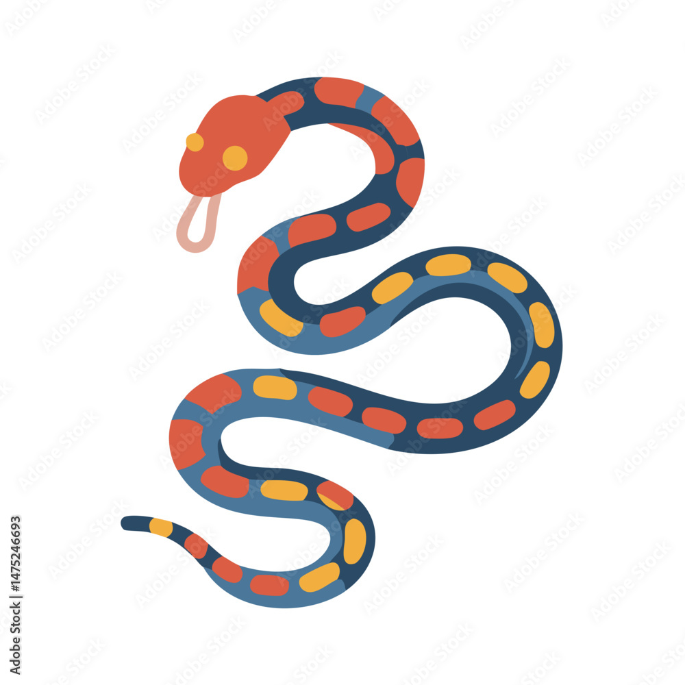 Obraz premium Stylized serpent illustration coiled on a black background