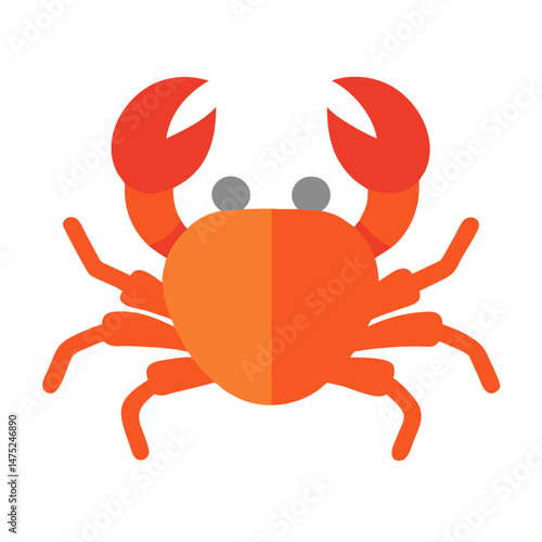 Flat vector illustration of a stylized orange crab image