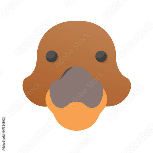 Flat design platypus head with round eyes illustration