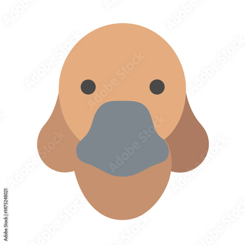 Stylized platypus head on black background in flat design