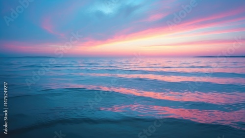 Dusk and dawn colors blending at the horizon