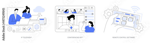 Teamwork technologies isolated cartoon vector illustrations se