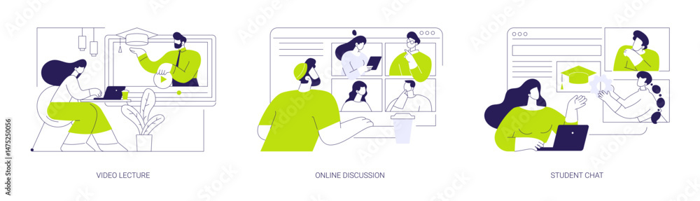 Distance learning virtual communication isolated cartoon vector illustrations se Distance learning virtual communication isolated cartoon vector illustrations se