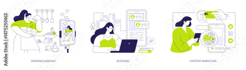 Social media online education isolated cartoon vector illustrations se