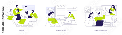 Classes in a college isolated cartoon vector illustrations se