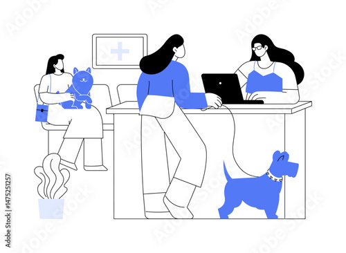 Vet clinic reception isolated cartoon vector illustrations.