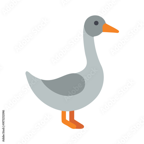 Stylized gray goose illustration standing on a black background