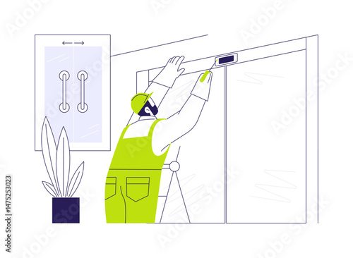 Automatic sliding doors installation abstract concept vector illustration.