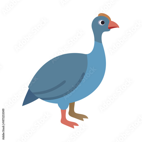 Cartoon illustration of a colorful guinea fowl in profile