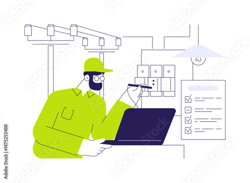 Testing of electrical wiring abstract concept vector illustration.