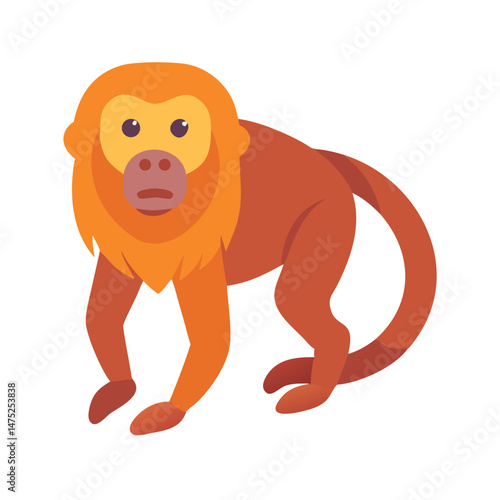 Photography Cartoon golden lion tamarin monkey on black background illustration