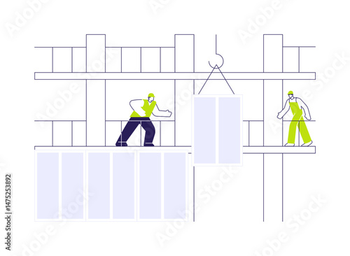 Curtain walling system abstract concept vector illustration.