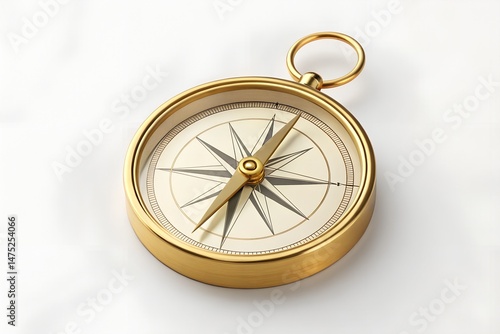 Elegant Golden Compass A 3D Rendered Image
