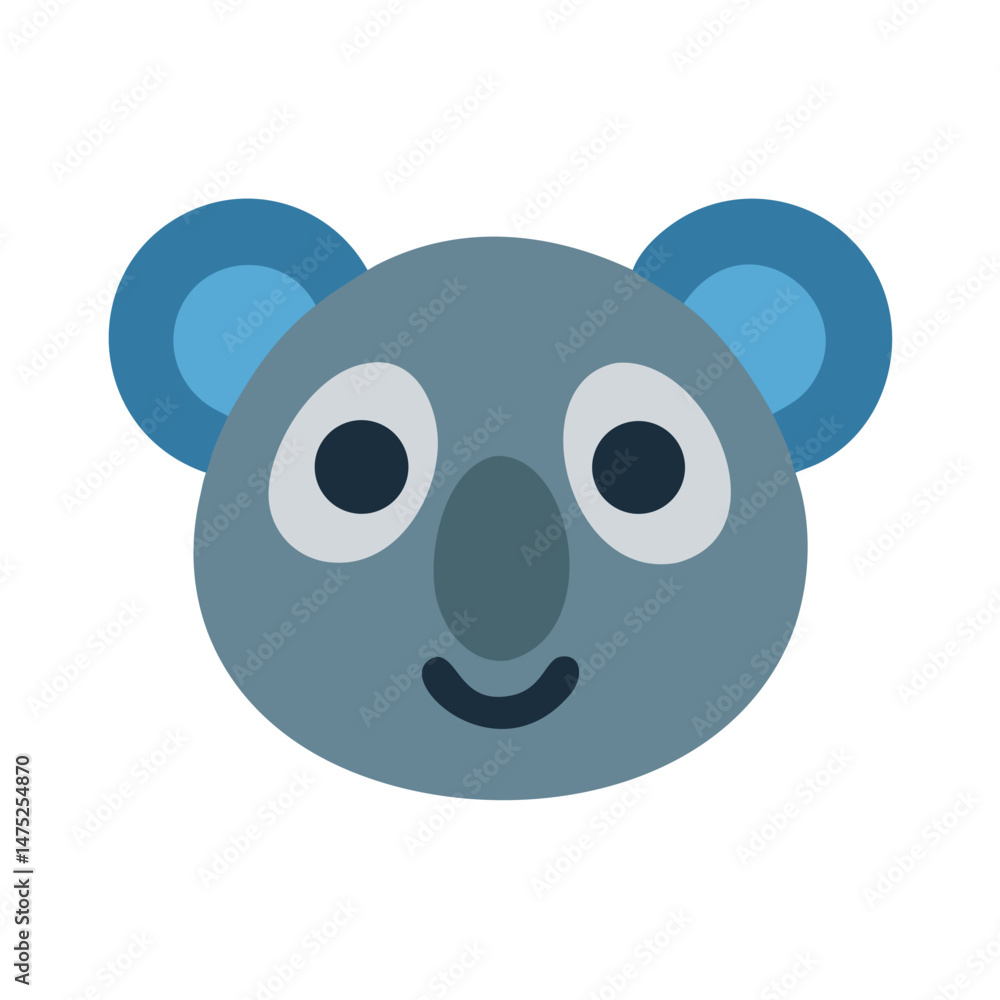 Fototapeta premium Cartoon koala head on black background simple graphic design