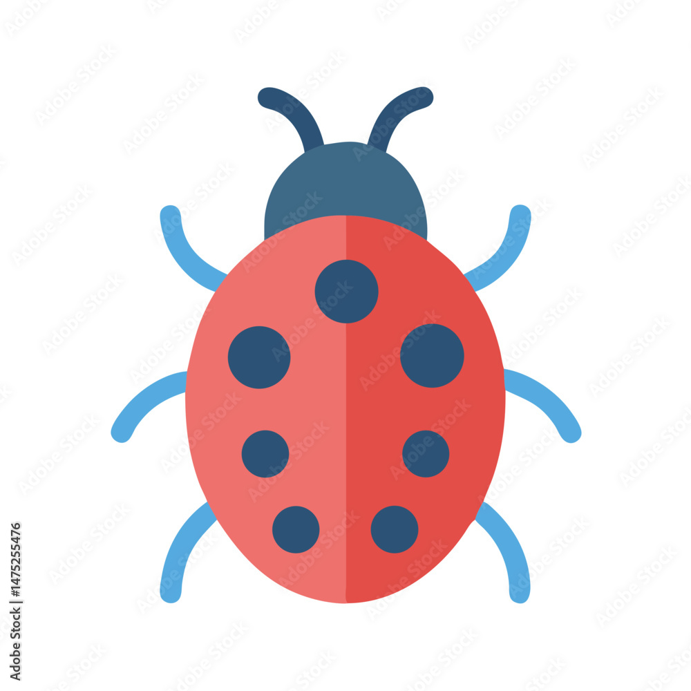 Stylized ladybug icon with dots on black background Stylized ladybug icon with dots on black background