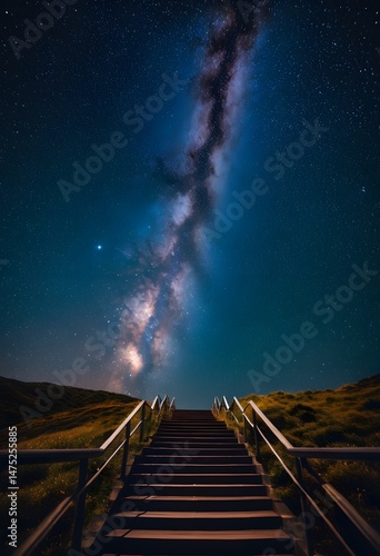 Obraz na płótnie Stairway to the Milky Way at Night w salonie