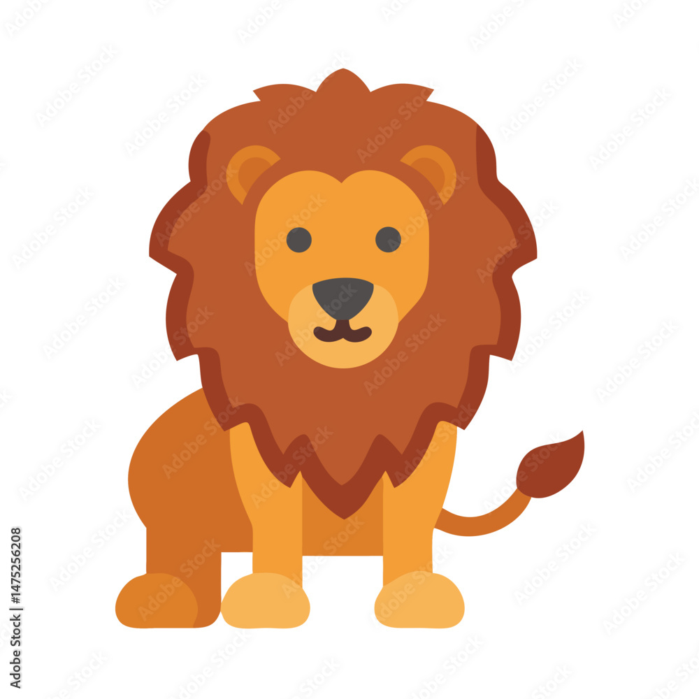 Obraz premium Simple flat illustration of a lion sitting on black