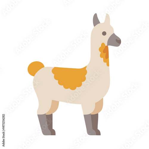 Minimalist graphic of a llama standing in profile view