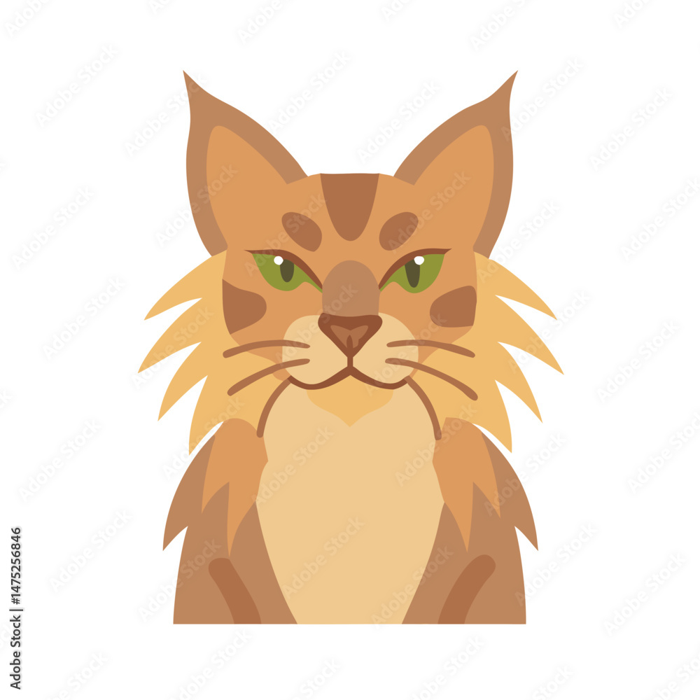 Fototapeta premium Stylized flat vector illustration of an orange tabby cat