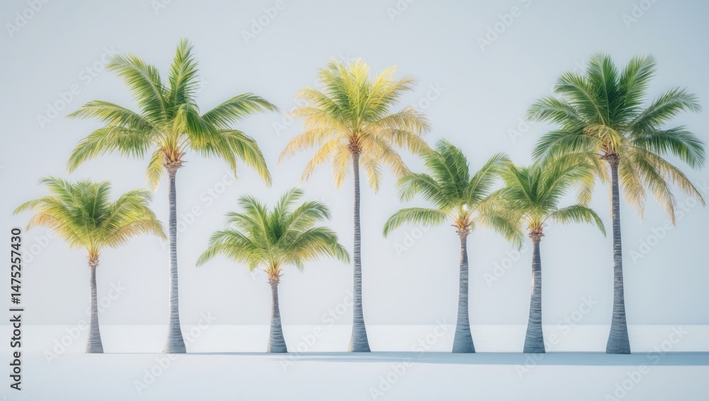 Obraz premium Coconut Trees Set on a White Surface