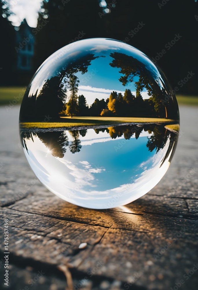 Glass Sphere Reflecting Park Landscape