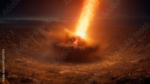 Wallpaper Mural Meteorite Impact on Earth – Epic Cinematic Visualization of Cosmic Collision Torontodigital.ca