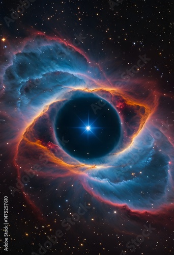 Obraz na płótnie Nebula with Central Dark Region and Surrounding Gaseous Clouds w salonie