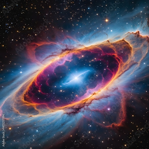 Obraz na płótnie Nebula with Central Bright Region and Surrounding Gas Clouds w salonie