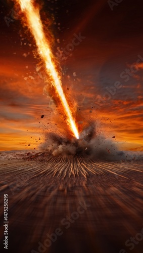 Wallpaper Mural Meteorite Impact on Earth – Epic Cinematic Visualization of Cosmic Collision Torontodigital.ca